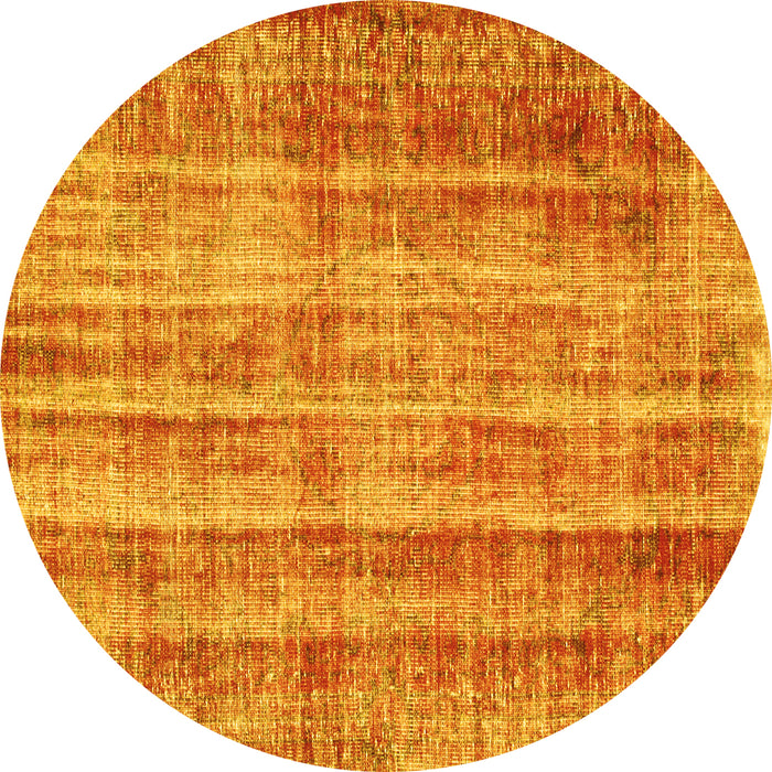 Round Machine Washable Abstract Yellow Contemporary Rug, wshcon757yw