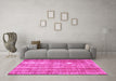 Machine Washable Abstract Pink Contemporary Rug in a Living Room, wshcon757pnk