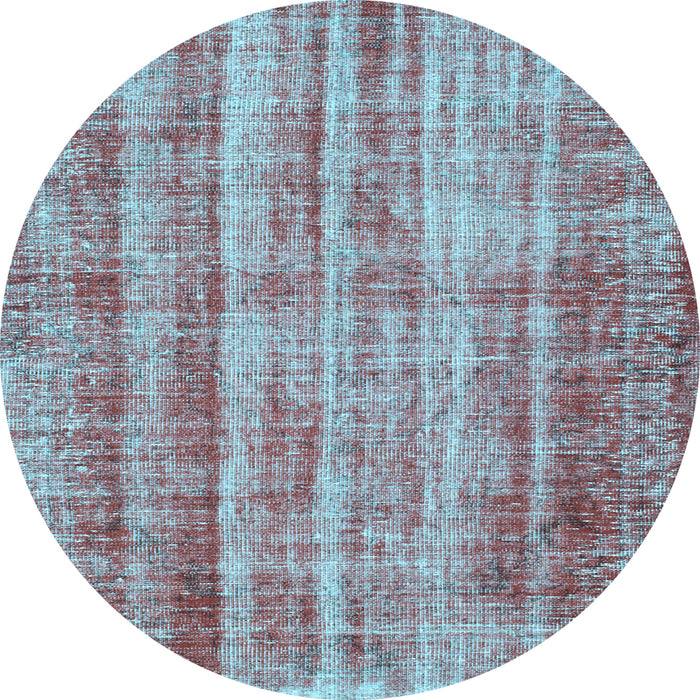 Round Abstract Light Blue Contemporary Rug, con757lblu