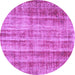 Round Machine Washable Abstract Purple Contemporary Area Rugs, wshcon757pur