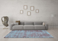 Machine Washable Abstract Light Blue Contemporary Rug, wshcon757lblu