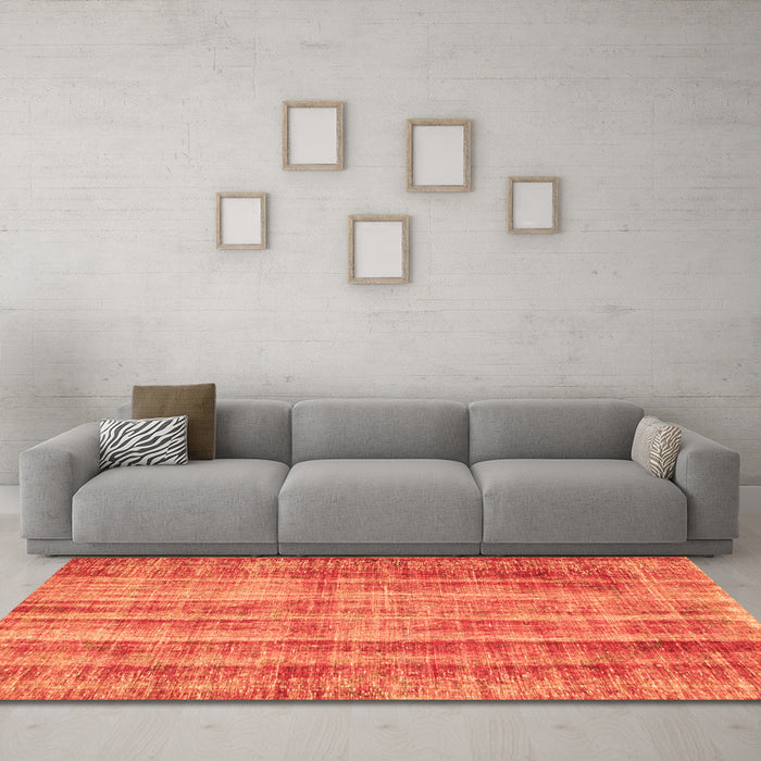 Machine Washable Abstract Orange Contemporary Area Rugs in a Living Room, wshcon757org