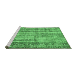 Sideview of Machine Washable Abstract Emerald Green Contemporary Area Rugs, wshcon757emgrn
