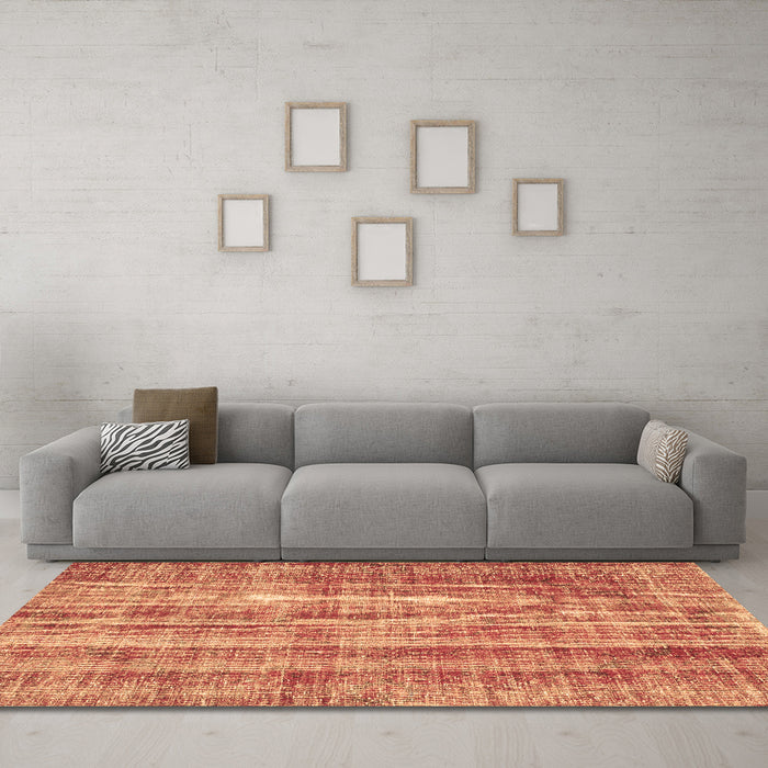 Machine Washable Abstract Brown Contemporary Rug in a Living Room,, wshcon757brn
