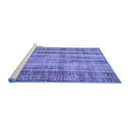 Sideview of Machine Washable Abstract Blue Contemporary Rug, wshcon757blu