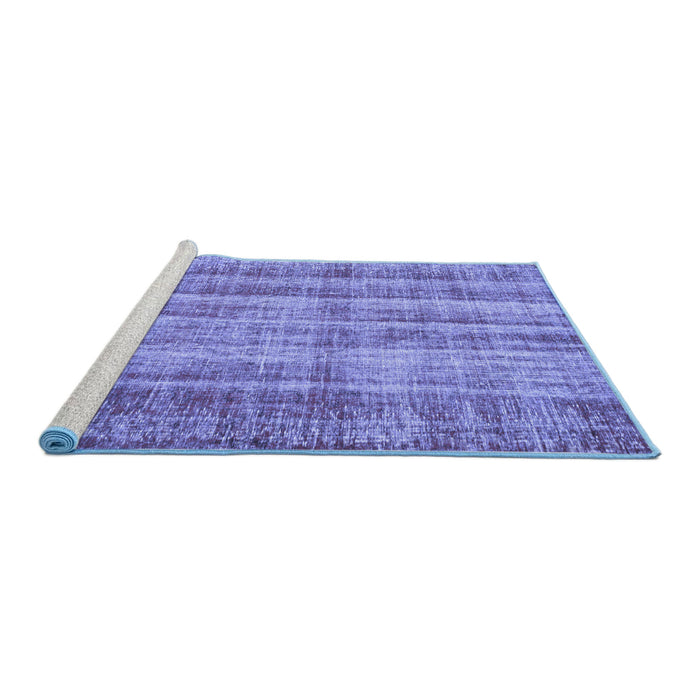 Sideview of Machine Washable Abstract Blue Contemporary Rug, wshcon757blu