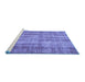 Sideview of Machine Washable Abstract Blue Contemporary Rug, wshcon757blu
