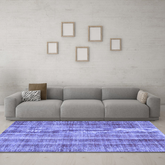 Machine Washable Abstract Blue Contemporary Rug in a Living Room, wshcon757blu