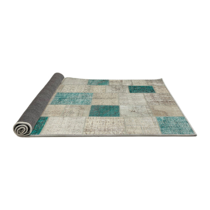Thickness of Contemporary Sage Green Patchwork Rug, con758