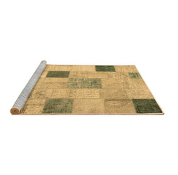 Sideview of Machine Washable Patchwork Brown Transitional Rug, wshcon758brn