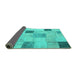 Sideview of Patchwork Turquoise Transitional Rug, con758turq