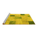 Sideview of Machine Washable Patchwork Yellow Transitional Rug, wshcon758yw