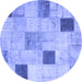 Round Patchwork Blue Transitional Rug, con758blu