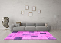 Machine Washable Patchwork Pink Transitional Rug, wshcon758pnk