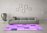 Machine Washable Patchwork Purple Transitional Rug, wshcon758pur