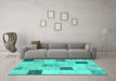 Machine Washable Patchwork Turquoise Transitional Area Rugs in a Living Room,, wshcon758turq