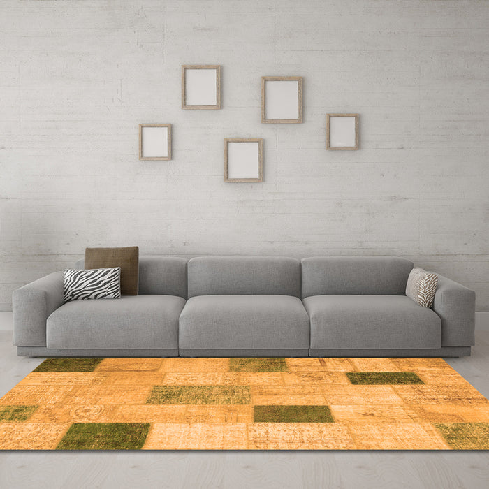 Machine Washable Patchwork Orange Transitional Area Rugs in a Living Room, wshcon758org