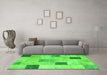 Machine Washable Patchwork Green Transitional Area Rugs in a Living Room,, wshcon758grn