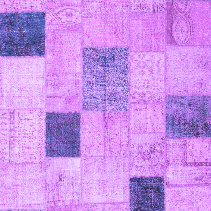Machine Washable Patchwork Purple Transitional Area Rugs, wshcon758pur