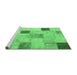 Sideview of Machine Washable Patchwork Emerald Green Transitional Area Rugs, wshcon758emgrn
