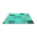Sideview of Machine Washable Patchwork Turquoise Transitional Area Rugs, wshcon758turq