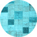 Round Patchwork Light Blue Transitional Rug, con758lblu