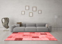 Machine Washable Patchwork Red Transitional Rug, wshcon758red