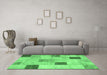 Machine Washable Patchwork Emerald Green Transitional Area Rugs in a Living Room,, wshcon758emgrn