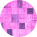 Round Machine Washable Patchwork Pink Transitional Rug, wshcon758pnk