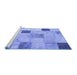 Sideview of Machine Washable Patchwork Blue Transitional Rug, wshcon758blu