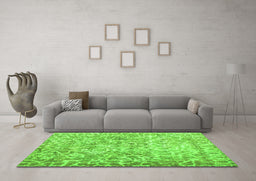 Machine Washable Abstract Green Contemporary Area Rugs in a Living Room,, wshcon759grn