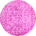 Round Abstract Pink Contemporary Rug, con759pnk