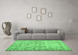 Machine Washable Abstract Emerald Green Contemporary Area Rugs in a Living Room,, wshcon759emgrn
