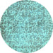 Round Machine Washable Abstract Light Blue Contemporary Rug, wshcon759lblu