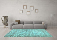 Machine Washable Abstract Light Blue Contemporary Rug, wshcon759lblu