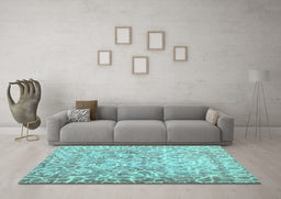 Machine Washable Abstract Light Blue Contemporary Rug in a Living Room, wshcon759lblu