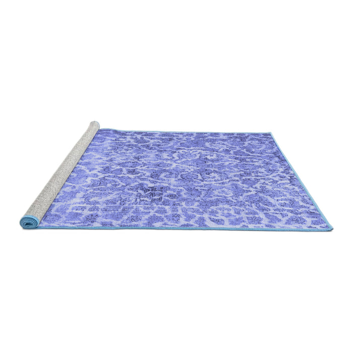 Sideview of Machine Washable Abstract Blue Contemporary Rug, wshcon759blu