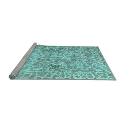 Sideview of Machine Washable Abstract Light Blue Contemporary Rug, wshcon759lblu