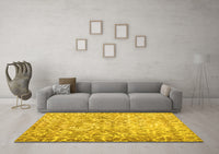 Machine Washable Abstract Yellow Contemporary Rug, wshcon759yw