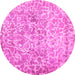 Round Machine Washable Abstract Pink Contemporary Rug, wshcon759pnk