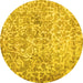 Round Abstract Yellow Contemporary Rug, con759yw