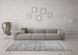 Machine Washable Abstract Gray Contemporary Rug in a Living Room,, wshcon759gry