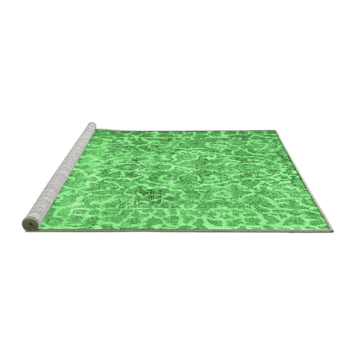 Sideview of Machine Washable Abstract Emerald Green Contemporary Area Rugs, wshcon759emgrn