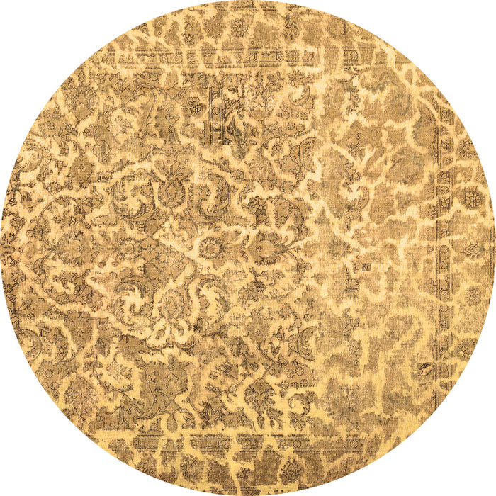 Round Abstract Brown Contemporary Rug, con759brn