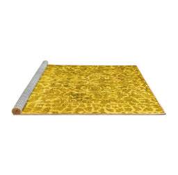 Sideview of Machine Washable Abstract Yellow Contemporary Rug, wshcon759yw