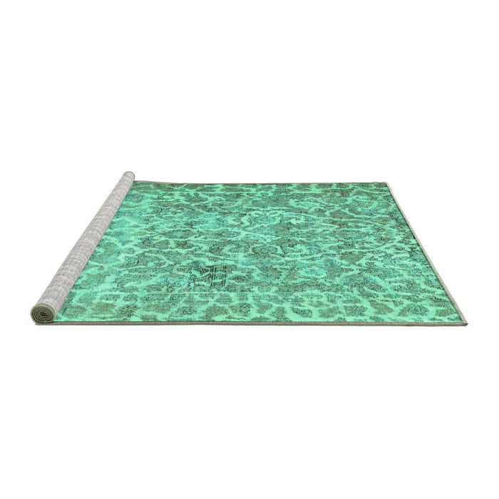 Sideview of Machine Washable Abstract Turquoise Contemporary Area Rugs, wshcon759turq