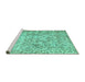 Sideview of Machine Washable Abstract Turquoise Contemporary Area Rugs, wshcon759turq