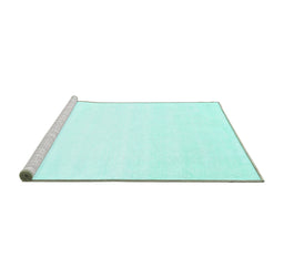 Sideview of Machine Washable Solid Turquoise Modern Area Rugs, wshcon75turq