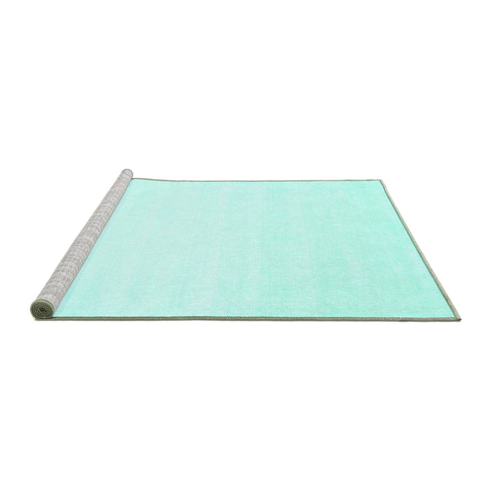 Sideview of Machine Washable Solid Turquoise Modern Area Rugs, wshcon75turq