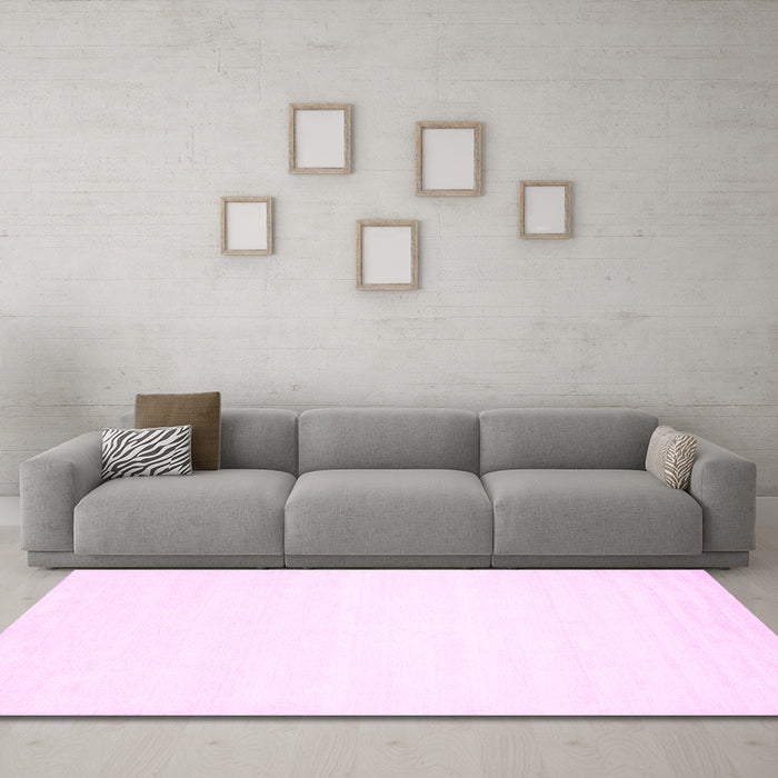 Machine Washable Solid Pink Modern Rug in a Living Room, wshcon75pnk